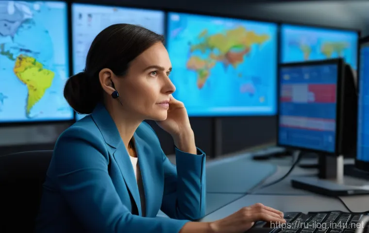 국제물류관리사에게 필요한 소프트 스킬 - A highly competent female logistics manager, in her early 40s, with a determined and calm expression...