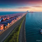 Home 2 국제물류와 재고 관리 최적화 - **Global Supply Chain Resilience**
A wide-angle, cinematic shot of a complex, interconnected glo...