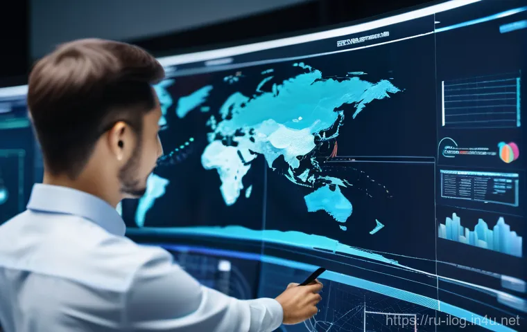 초보자를 위한 국제물류관리사 공부법 - A highly advanced, clean, and brightly lit logistics command center. Numerous large holographic disp...